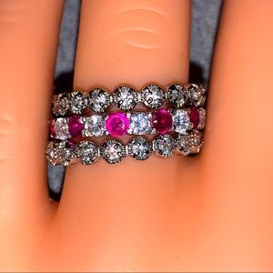 Stackable Red & CZ’s Rings 925